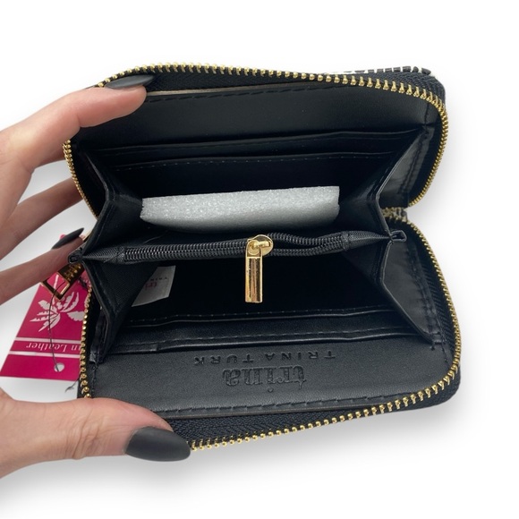 Trina Turk Monochrome Croc Embossed Small Zip Around Vegan Leather Wallet - Picture 8 of 11